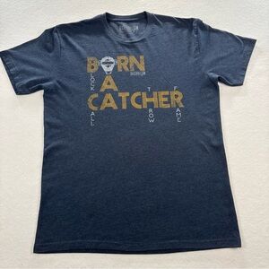 Baseballism Born a Catcher T-Shirt Men’s Large Catcher Baseball Blue Heather EUC